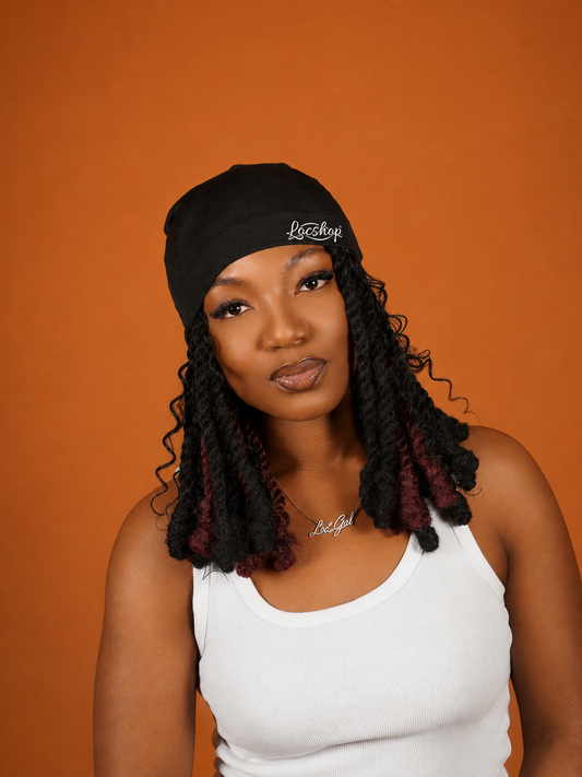Black Satin Skull Cap For Locs, Braids, Twists & Natural Hair