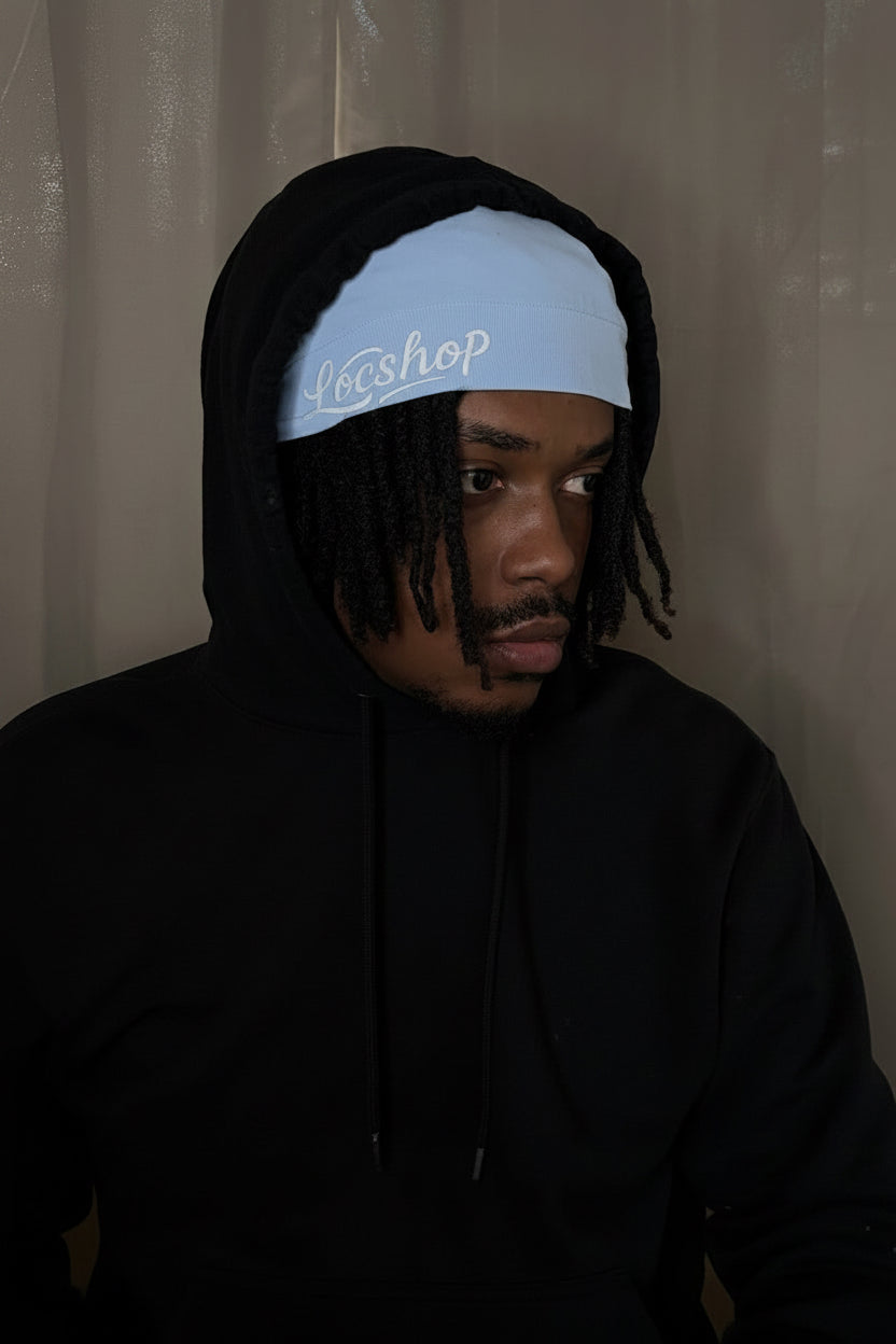 Sky Blue Satin-Lined Skull Cap For Locs, Braids & Natural Hair