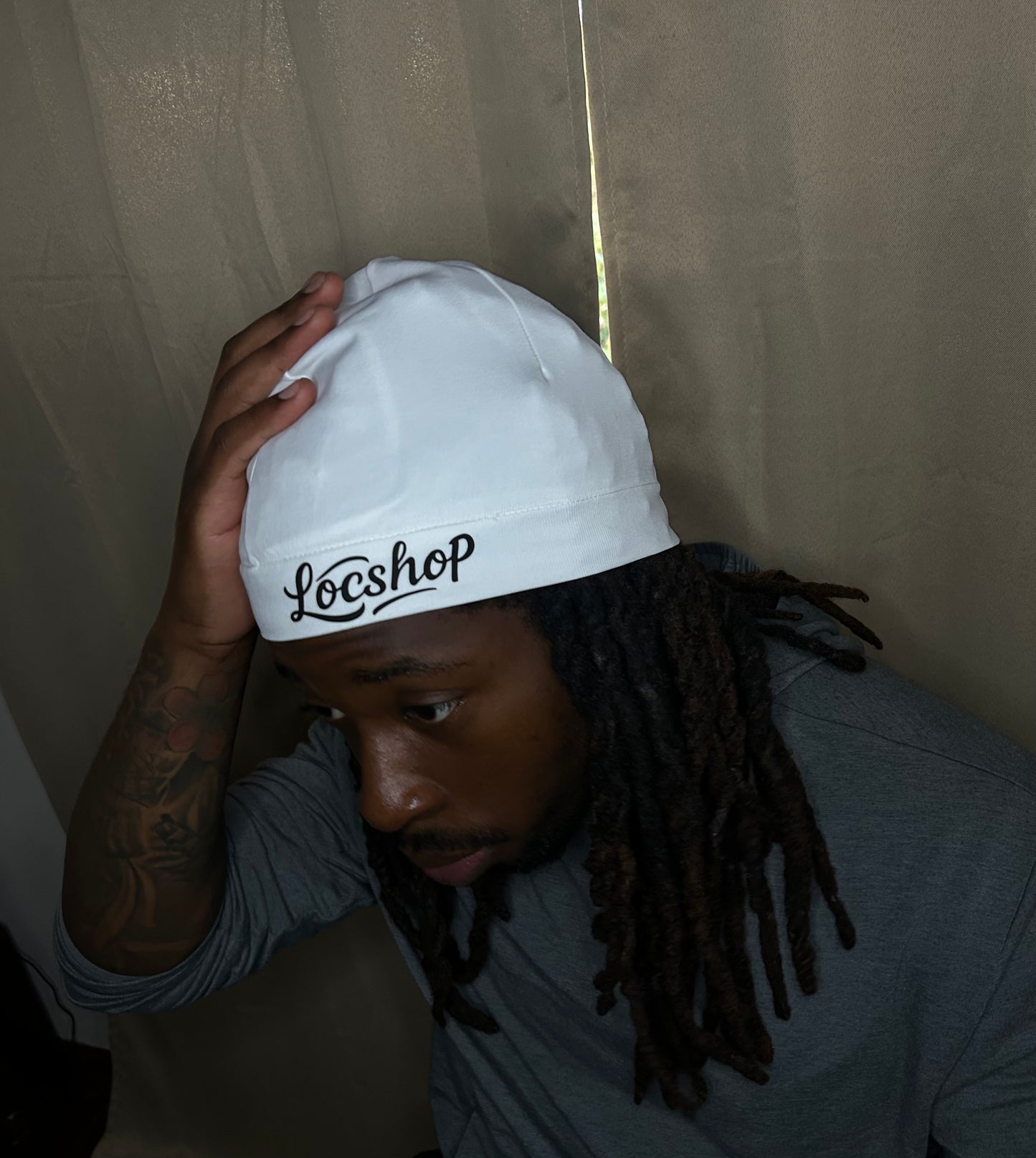 Premium White Satin Lined Skull Cap 100% Satin Interior For Locs, Twists & Braids