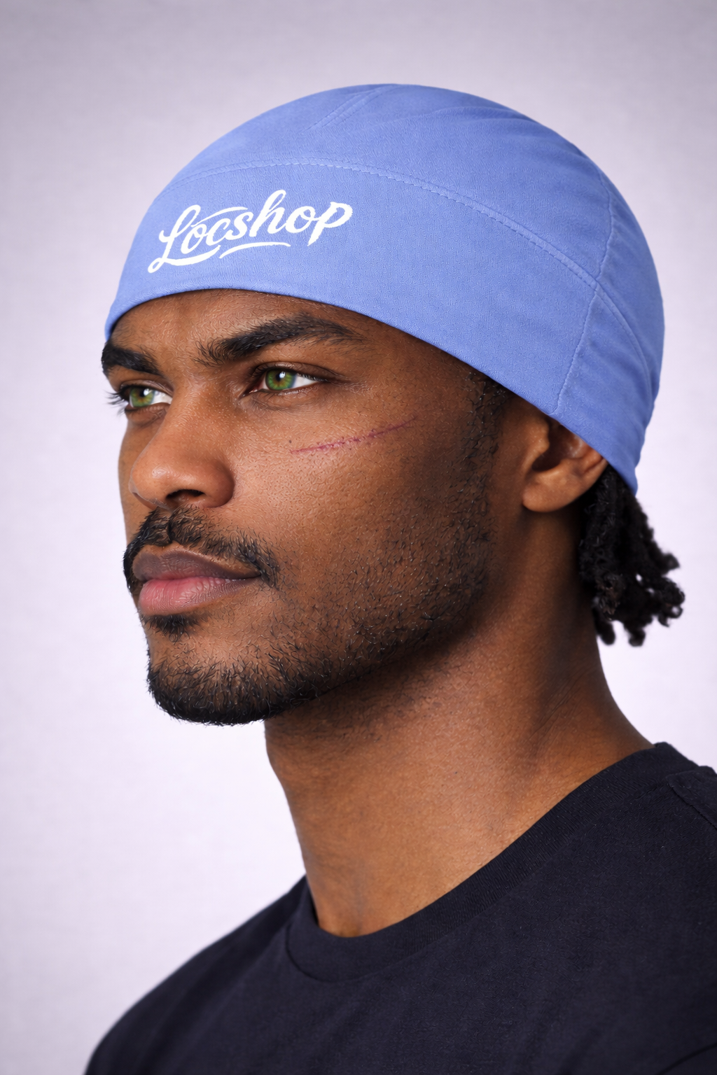 Sky Blue Premium Satin-Lined Skull Cap 100% Satin Interior Durag Alternative for Locs, Braids & Natural Hair