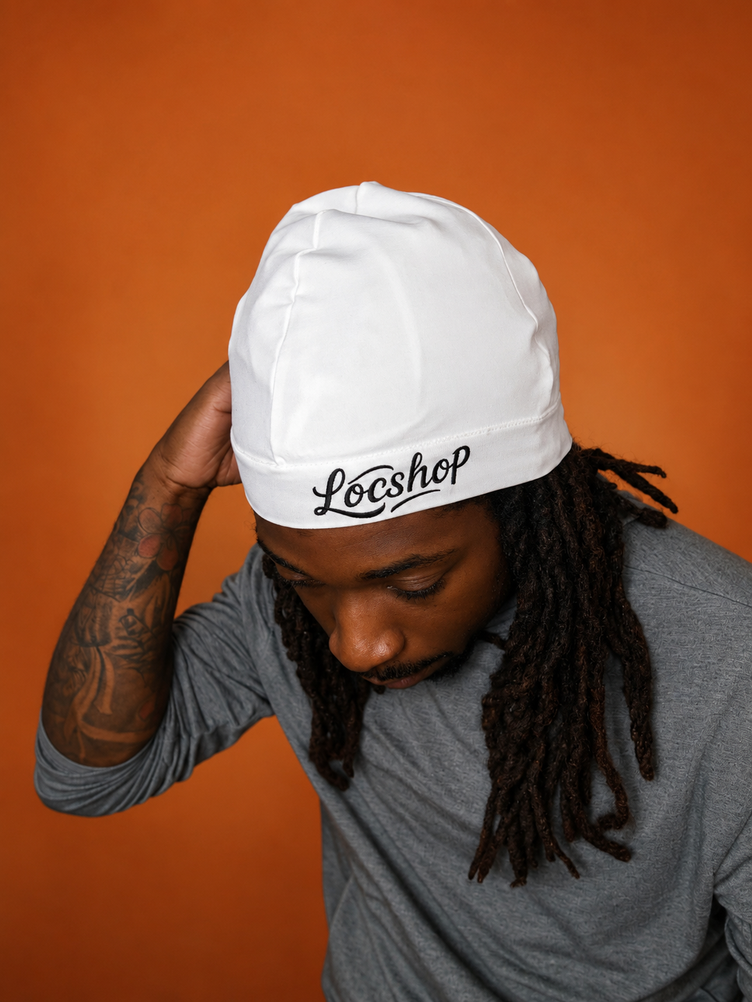Premium White Satin Lined Skull Cap 100% Satin Interior For Locs, Twists & Braids