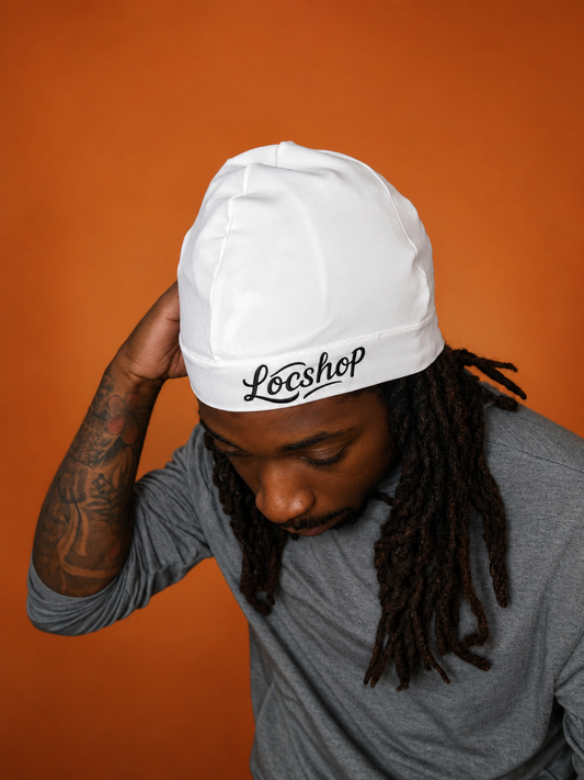 Premium White Satin Lined Skull Cap 100% Satin Interior For Locs, Twists & Braids