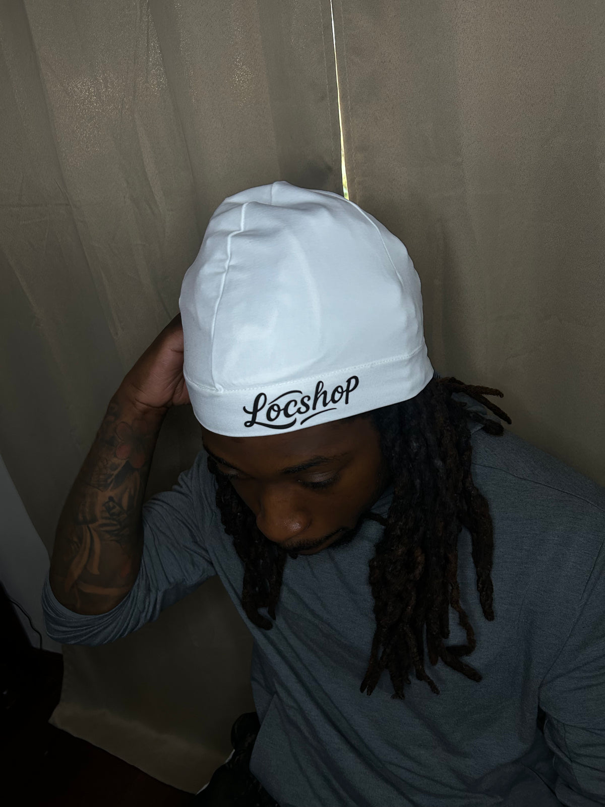 Premium White Satin Lined Skull Cap 100% Satin Interior For Locs, Twists & Braids