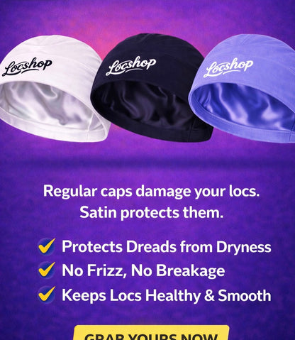 Moisture-Locking Satin Skull Caps (3-Pack) Ideal for Locs, Waves & Natural Hair