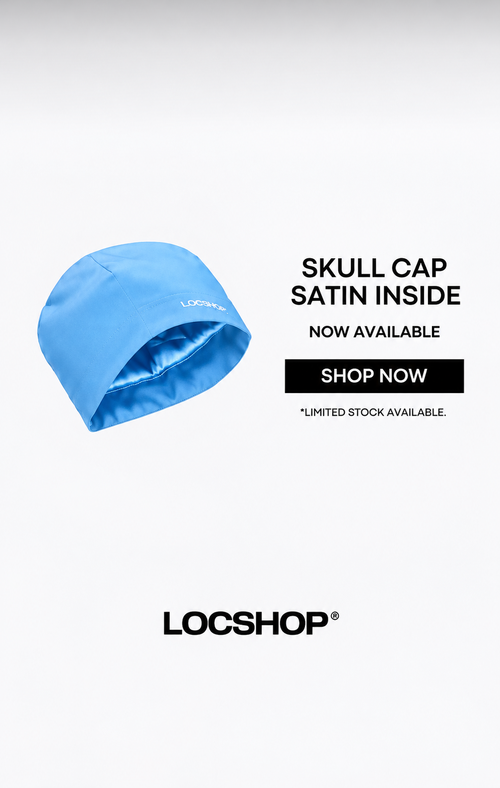 Sky Blue Satin-Lined Skull Cap For Locs, Braids & Natural Hair