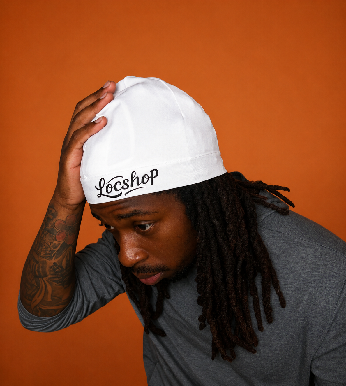 Premium White Satin Lined Skull Cap 100% Satin Interior For Locs, Twists & Braids