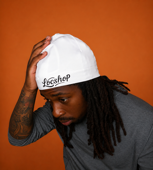 Premium White Satin Lined Skull Cap 100% Satin Interior For Locs, Twists & Braids