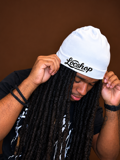 Premium White Satin Lined Skull Cap 100% Satin Interior For Locs, Twists & Braids