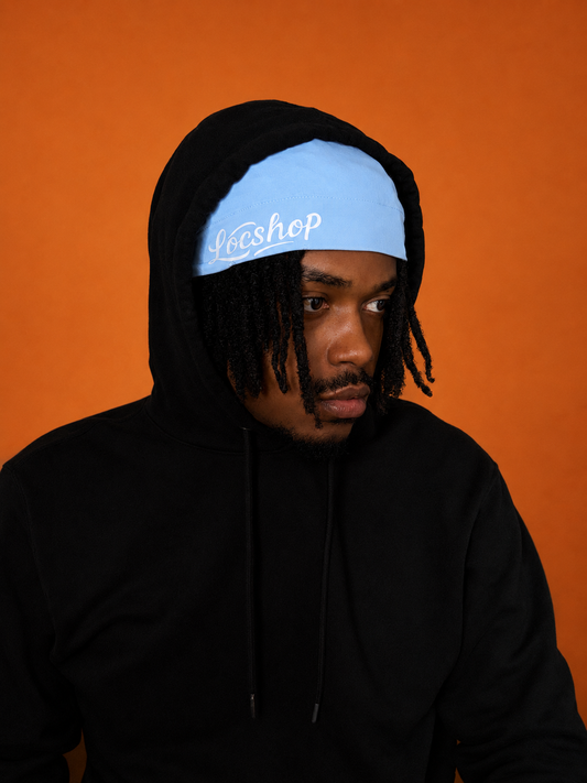 Sky Blue Satin-Lined Skull Cap For Locs, Braids & Natural Hair