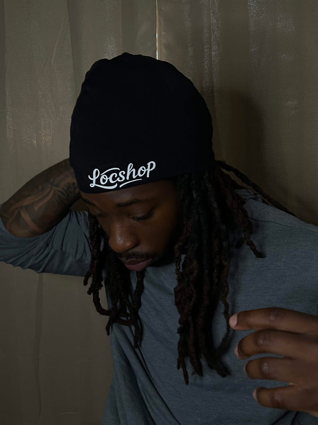 Black Satin Skull Cap For Locs, Braids, Twists & Natural Hair